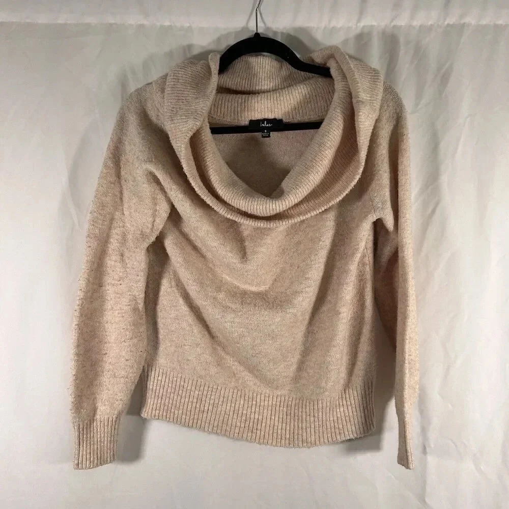 Lulus Sweater Women's Small Beige Mock Neck Long Sleeve Pullover